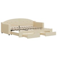 vidaXL Tagesbett Ausziehbar mit Schubladen Creme 80x200 cm Stoff