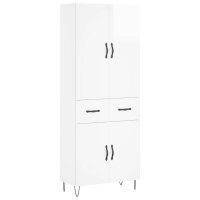 vidaXL Highboard Hochglanz-Wei&szlig; 69,5x34x180 cm Holzwerkstoff