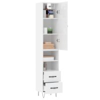 vidaXL Highboard Hochglanz-Wei&szlig; 34,5x34x180 cm Holzwerkstoff