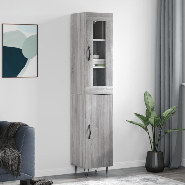 vidaXL Highboard Grau Sonoma 34,5x34x180 cm Holzwerkstoff