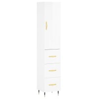 vidaXL Highboard Hochglanz-Weiß 34,5x34x180 cm...