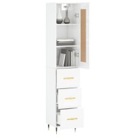 vidaXL Highboard Hochglanz-Wei&szlig; 34,5x34x180 cm Holzwerkstoff