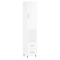 vidaXL Highboard Hochglanz-Wei&szlig; 34,5x34x180 cm Holzwerkstoff