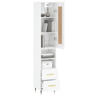 vidaXL Highboard Hochglanz-Wei&szlig; 34,5x34x180 cm Holzwerkstoff