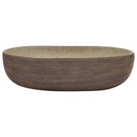 vidaXL Aufsatzwaschbecken Sandfarben Braun Oval 59x40x14 cm Keramik