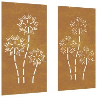 vidaXL 2-tlg. Garten-Wanddeko 105x55 cm Cortenstahl...