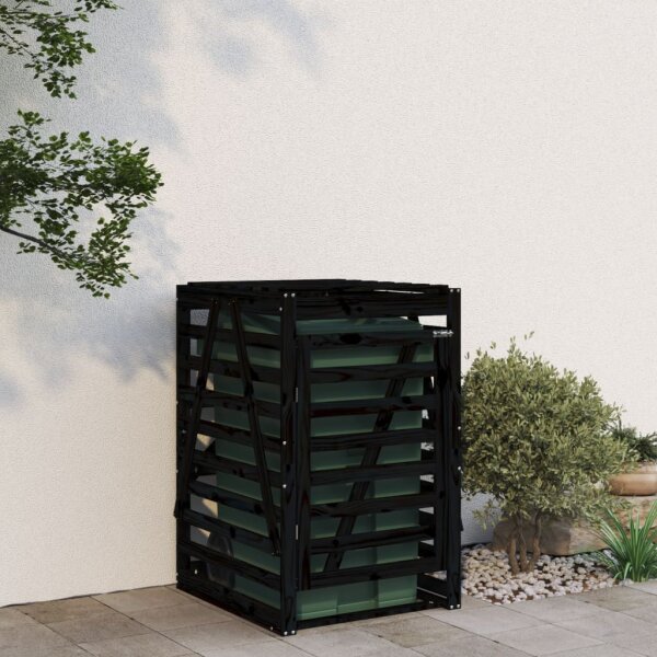 vidaXL M&uuml;lltonnenbox Schwarz 84x90x128,5 cm Massivholz Kiefer