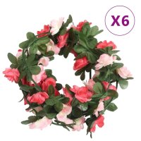 vidaXL K&uuml;nstliche Blumengirlanden 6 Stk. Rosa 250 cm