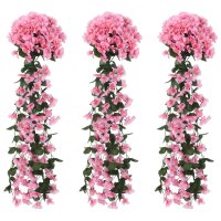 vidaXL Künstliche Blumengirlanden 3 Stk. Rosa 85 cm