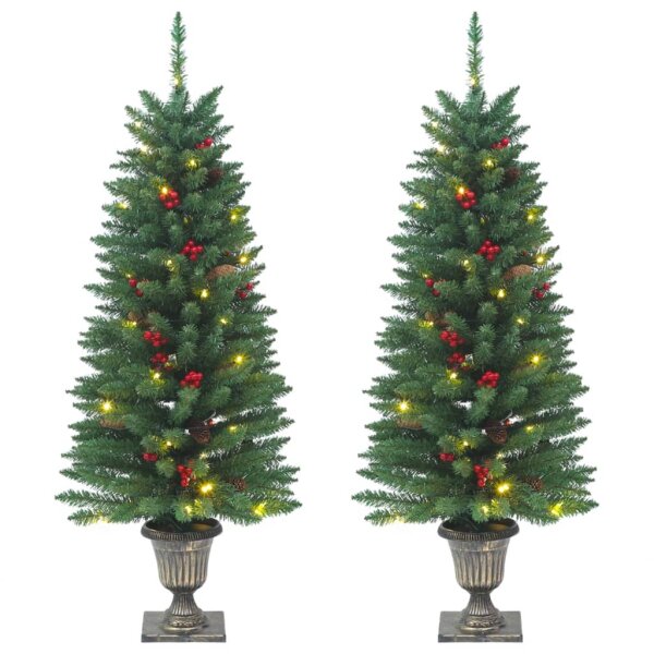 vidaXL K&uuml;nstliche Weihnachtsb&auml;ume 2 Stk. 100 LEDs Gr&uuml;n 120 cm