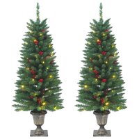 vidaXL K&uuml;nstliche Weihnachtsb&auml;ume 2 Stk. 100 LEDs Gr&uuml;n 120 cm