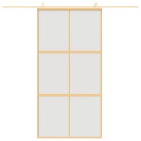 vidaXL Schiebet&uuml;r Golden 102,5x205 cm Matt ESG-Glas und Aluminium