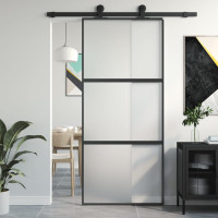 vidaXL Schiebetür Schwarz 90x205 cm Hartglas und...