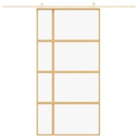 vidaXL Schiebetür Golden 102,5x205 cm ESG-Klarglas und Aluminium