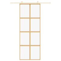 vidaXL Schiebet&uuml;r Golden 76x205 cm ESG-Klarglas und Aluminium