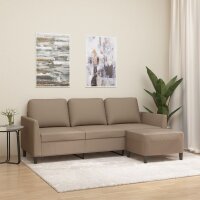 vidaXL 3-Sitzer-Sofa mit Hocker Cappuccino-Braun 180 cm...