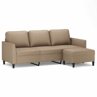 vidaXL 3-Sitzer-Sofa mit Hocker Cappuccino-Braun 180 cm...