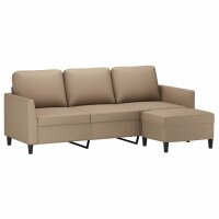 vidaXL 3-Sitzer-Sofa mit Hocker Cappuccino-Braun 180 cm Kunstleder