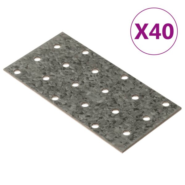 vidaXL Lochplatten 40 Stk. 2 mm 120x60 mm Verzinkter Stahl