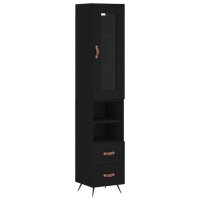 vidaXL Highboard Schwarz 34,5x34x180 cm Holzwerkstoff