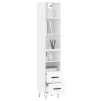 vidaXL Highboard Hochglanz-Wei&szlig; 34,5x34x180 cm Holzwerkstoff