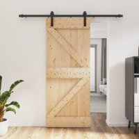vidaXL Schiebetür mit Beschlag 85x210 cm Massivholz...