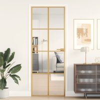 vidaXL Innentür Schlank Golden 76x201,5 cm Hartglas...