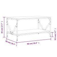 vidaXL Couchtisch R&auml;uchereiche 90x50x45 cm Holzwerkstoff