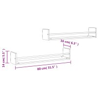 vidaXL Wandregale mit Stangen 2 Stk. Sonoma-Eiche 80x16x14 cm