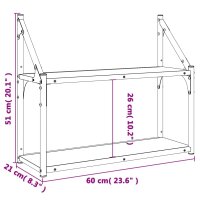 vidaXL Wandregal 2 F&auml;cher R&auml;uchereiche 60x21x51 cm Holzwerkstoff