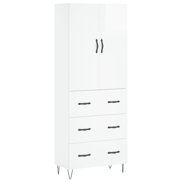 vidaXL Highboard Hochglanz-Wei&szlig; 69,5x34x180 cm Holzwerkstoff