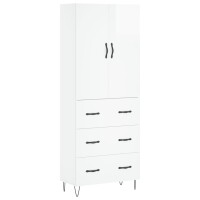 vidaXL Highboard Hochglanz-Wei&szlig; 69,5x34x180 cm Holzwerkstoff