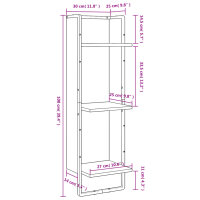 vidaXL Wandregal 3 F&auml;cher R&auml;uchereiche 30x25x100 cm Holzwerkstoff