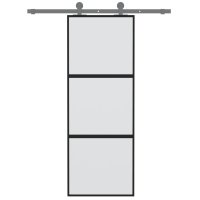 vidaXL Schiebetür Schwarz 76x205 cm Hartglas und Aluminium
