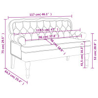 vidaXL Sitzbank mit R&uuml;ckenlehne Braun 119,5x64,5x75 cm Wildleder-Optik