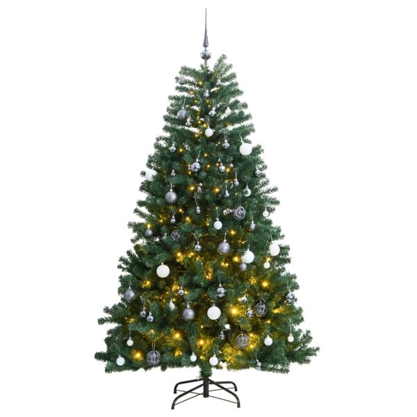 vidaXL K&uuml;nstlicher Weihnachtsbaum Klappbar 300 LEDs &amp; Kugeln 240 cm