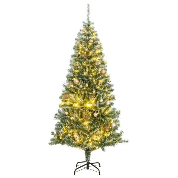 vidaXL K&uuml;nstlicher Weihnachtsbaum 300 LEDs &amp; Kugeln Beschneit 240 cm