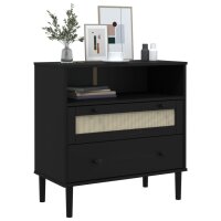 vidaXL Sideboard SENJA Rattan-Optik Schwarz 80x40x80 cm Kiefernholz