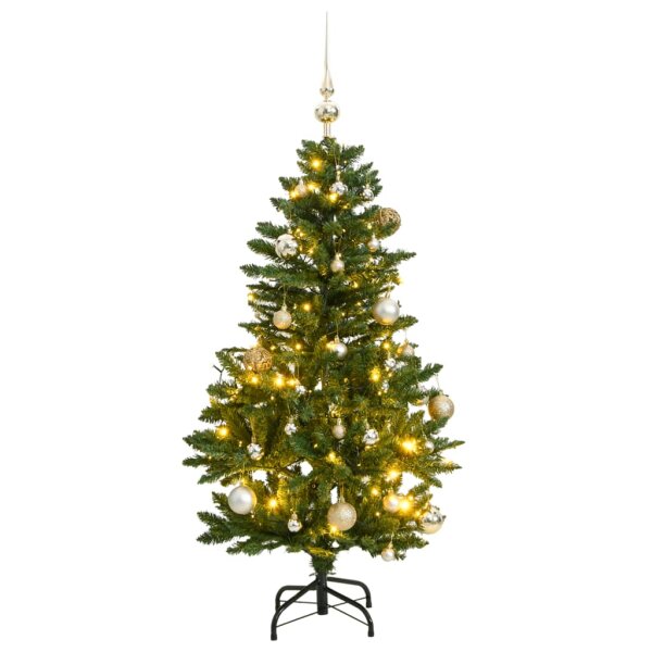 vidaXL K&uuml;nstlicher Weihnachtsbaum Klappbar 150 LEDs &amp; Kugeln 150 cm