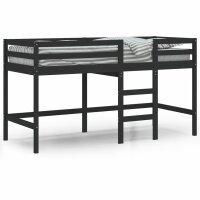 vidaXL Kinderhochbett mit Leiter Schwarz 80x200 cm Massivholz Kiefer