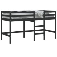 vidaXL Kinderhochbett mit Leiter Schwarz 80x200 cm Massivholz Kiefer