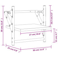 vidaXL Wandregale mit Stangen 2 Stk. R&auml;uchereiche 30x25x30 cm