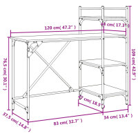 vidaXL Computertisch mit Regal Sonoma-Eiche 120x47x109 cm