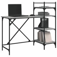 vidaXL Computertisch mit Regalen Grau Sonoma 120x47x109 cm