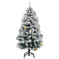 vidaXL K&uuml;nstlicher Weihnachtsbaum Klappbar 150 LEDs &amp; Kugeln 120 cm