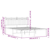 vidaXL Bettgestell mit Kopfteil Metall Schwarz 140x200 cm