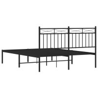 vidaXL Bettgestell mit Kopfteil Metall Schwarz 135x190 cm