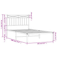 vidaXL Bettgestell mit Kopfteil Metall Wei&szlig; 100x190 cm