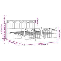 vidaXL Bettgestell mit Kopf- und Fu&szlig;teil Metall Wei&szlig; 150x200 cm