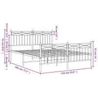 vidaXL Bettgestell mit Kopf- und Fu&szlig;teil Metall Wei&szlig; 135x190 cm